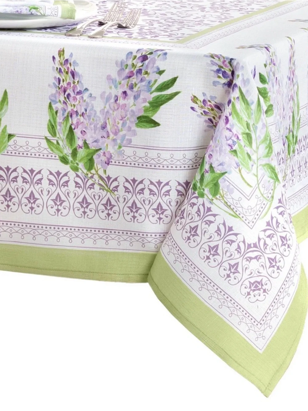 Lilac Garden Floral Rectangle Tablecloth, 60